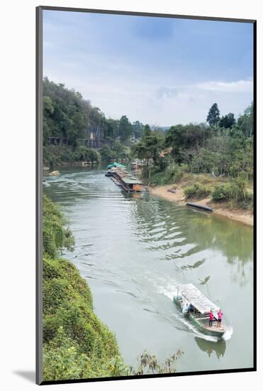 A Boat on the River Kwai with the Pow-Built Wampoo Viaduct Behind-Alex Robinson-Mounted Photographic Print