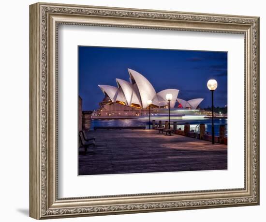 A Boat Passes by the Sydney Opera House, UNESCO World Heritage Site, During Blue Hour-Jim Nix-Framed Photographic Print