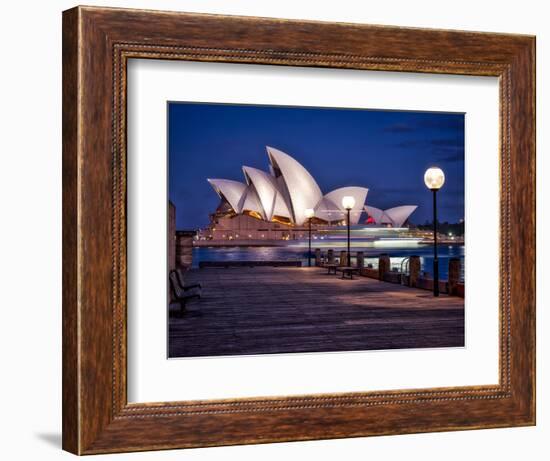 A Boat Passes by the Sydney Opera House, UNESCO World Heritage Site, During Blue Hour-Jim Nix-Framed Photographic Print