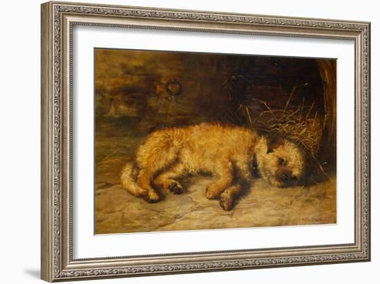 A Border Terrier Puppy, 1884 (Oil on Canvas)-Philip Eustace Stretton-Framed Giclee Print