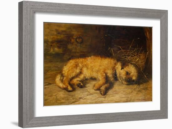 A Border Terrier Puppy, 1884 (Oil on Canvas)-Philip Eustace Stretton-Framed Giclee Print