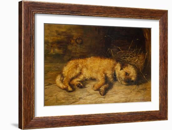 A Border Terrier Puppy, 1884 (Oil on Canvas)-Philip Eustace Stretton-Framed Giclee Print