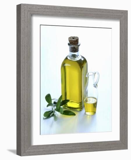 A Bottle and a Carafe of Olive Oil with an Olive Sprig-Alena Hrbkova-Framed Photographic Print