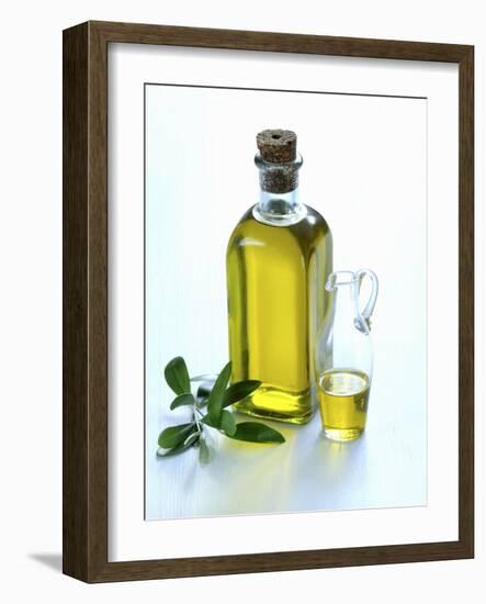 A Bottle and a Carafe of Olive Oil with an Olive Sprig-Alena Hrbkova-Framed Photographic Print