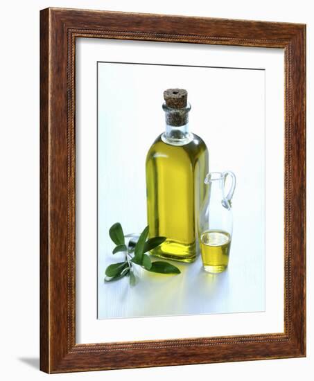 A Bottle and a Carafe of Olive Oil with an Olive Sprig-Alena Hrbkova-Framed Photographic Print