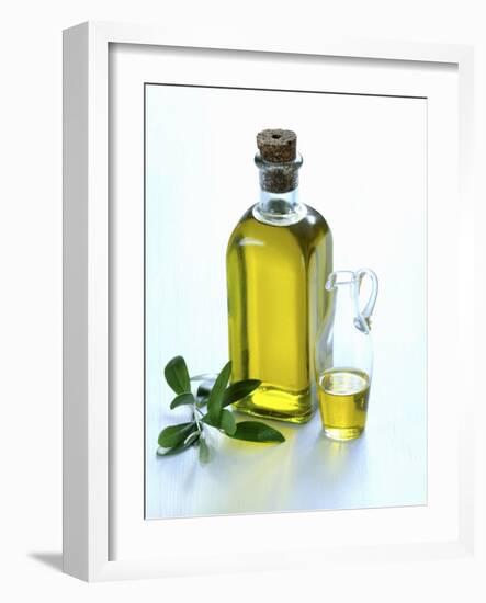 A Bottle and a Carafe of Olive Oil with an Olive Sprig-Alena Hrbkova-Framed Photographic Print