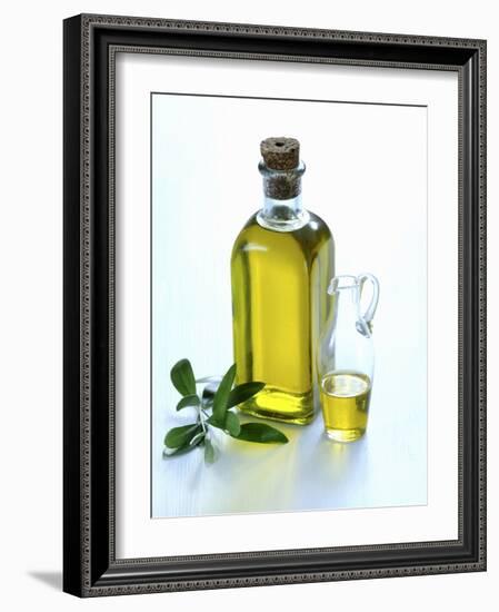 A Bottle and a Carafe of Olive Oil with an Olive Sprig-Alena Hrbkova-Framed Photographic Print