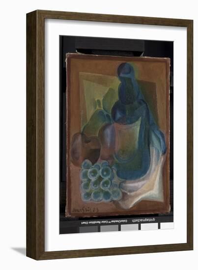 A Bottle and Fruit, 1923 (Oil on Canvas)-Juan Gris-Framed Giclee Print