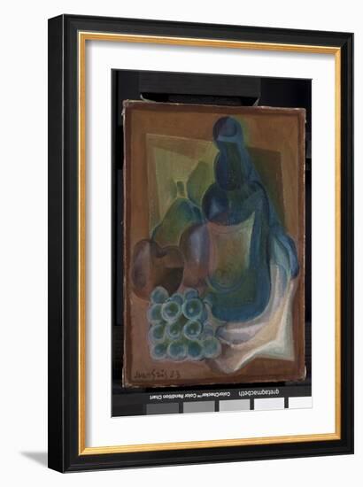 A Bottle and Fruit, 1923 (Oil on Canvas)-Juan Gris-Framed Giclee Print