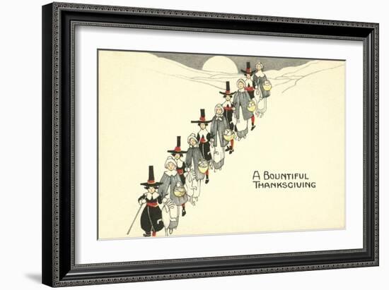 A Bountiful Thanksgiving, Pilgrims in Snow-null-Framed Art Print