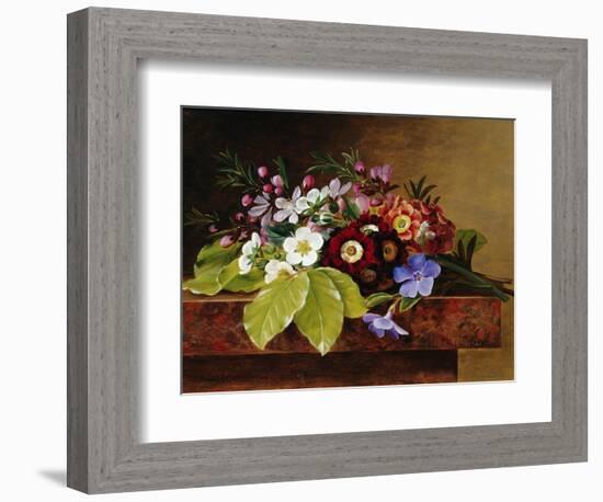 A Bouquet of Apple and Cherry Blossoms, and Primula-Johan Laurentz Jensen-Framed Giclee Print