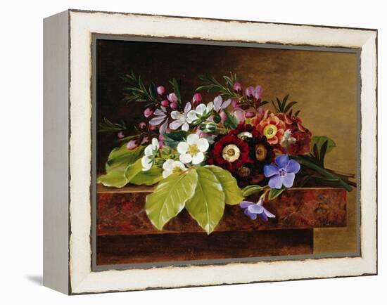 A Bouquet of Apple and Cherry Blossoms, and Primula-Johan Laurentz Jensen-Framed Premier Image Canvas