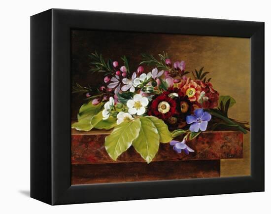 A Bouquet of Apple and Cherry Blossoms, and Primula-Johan Laurentz Jensen-Framed Premier Image Canvas