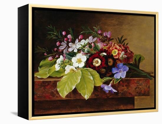 A Bouquet of Apple and Cherry Blossoms, and Primula-Johan Laurentz Jensen-Framed Premier Image Canvas