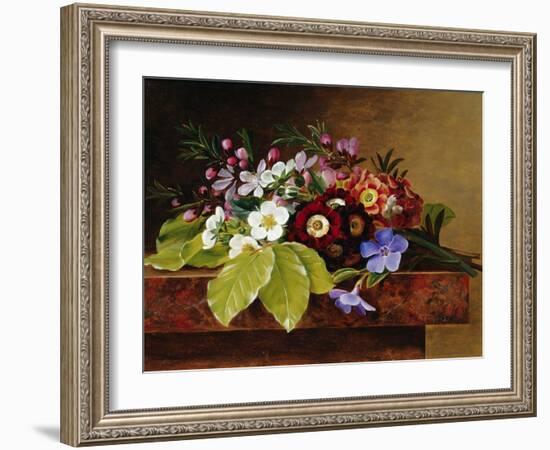 A Bouquet of Apple and Cherry Blossoms, and Primula-Johan Laurentz Jensen-Framed Giclee Print