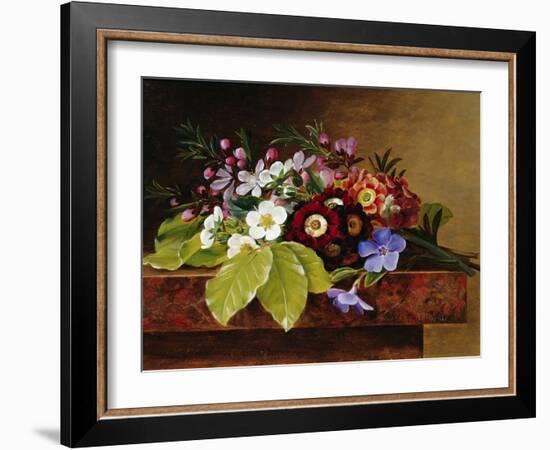 A Bouquet of Apple and Cherry Blossoms, and Primula-Johan Laurentz Jensen-Framed Giclee Print