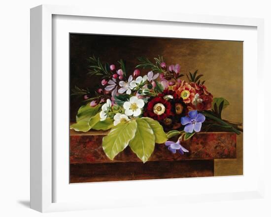 A Bouquet of Apple and Cherry Blossoms, and Primula-Johan Laurentz Jensen-Framed Giclee Print