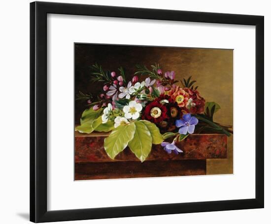 A Bouquet of Apple and Cherry Blossoms, and Primula-Johan Laurentz Jensen-Framed Giclee Print