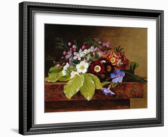 A Bouquet of Apple and Cherry Blossoms, and Primula-Johan Laurentz Jensen-Framed Giclee Print