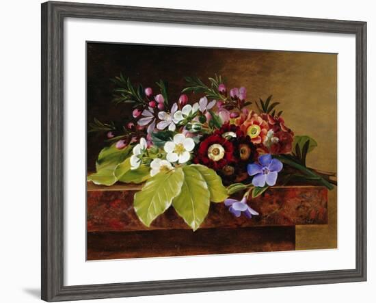 A Bouquet of Apple and Cherry Blossoms, and Primula-Johan Laurentz Jensen-Framed Giclee Print