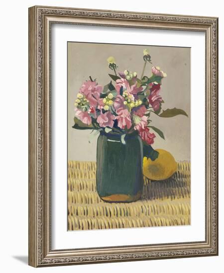 A Bouquet OF Flowers and a Lemon, 1924-Félix Vallotton-Framed Giclee Print