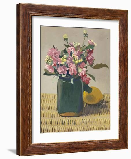 A Bouquet OF Flowers and a Lemon, 1924-Félix Vallotton-Framed Giclee Print