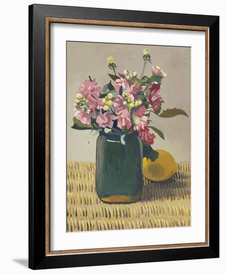 A Bouquet OF Flowers and a Lemon, 1924-Félix Vallotton-Framed Giclee Print