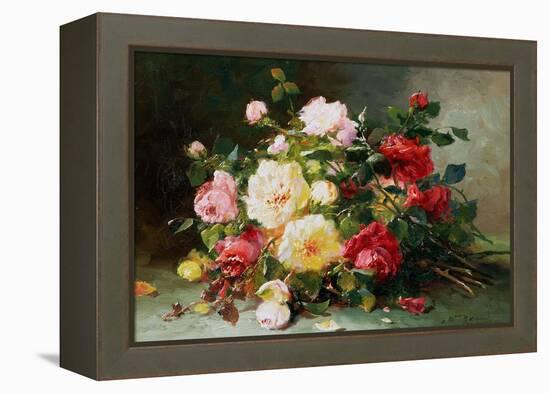 A Bouquet of Roses-Eugene Henri Cauchois-Framed Premier Image Canvas