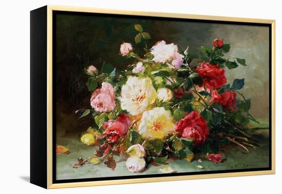 A Bouquet of Roses-Eugene Henri Cauchois-Framed Premier Image Canvas