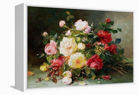 A Bouquet of Roses-Eugene Henri Cauchois-Framed Premier Image Canvas