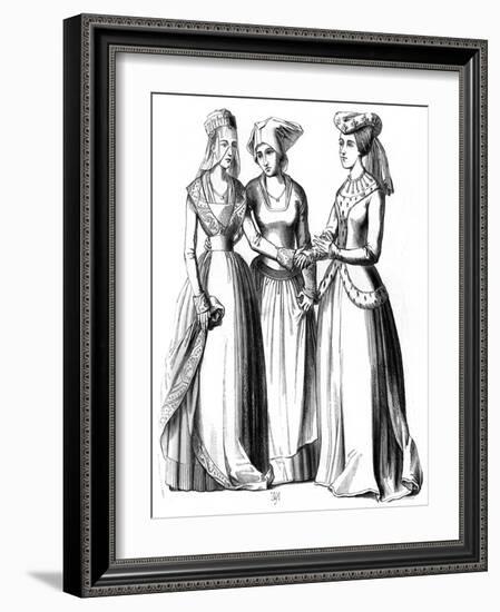 A Bourgeoise, a Peasant and a Noble Women, 14th Century-A Bisson-Framed Giclee Print