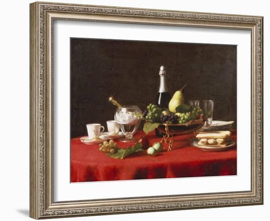 A Bowl of Fruit and a Bottle of Champagne, 19th Century-Jules Larcher-Framed Giclee Print