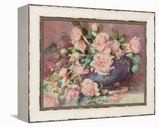 A Bowl of Pink Roses-Melicent Grose-Framed Premier Image Canvas