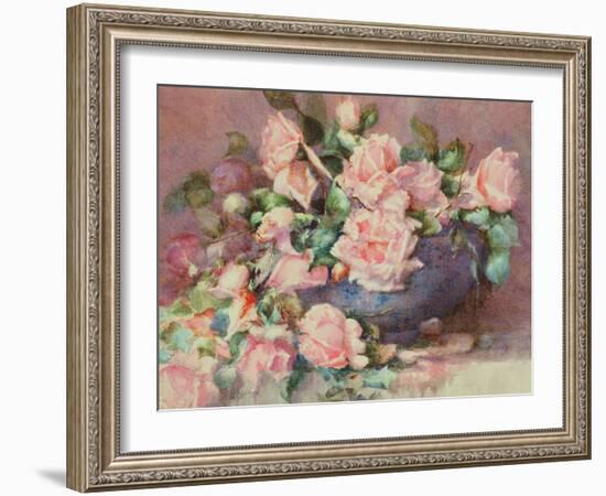 A Bowl of Pink Roses-Melicent Grose-Framed Giclee Print