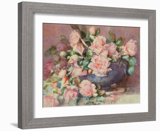 A Bowl of Pink Roses-Melicent Grose-Framed Giclee Print