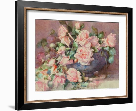 A Bowl of Pink Roses-Melicent Grose-Framed Giclee Print