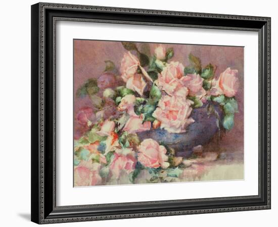 A Bowl of Pink Roses-Melicent Grose-Framed Giclee Print