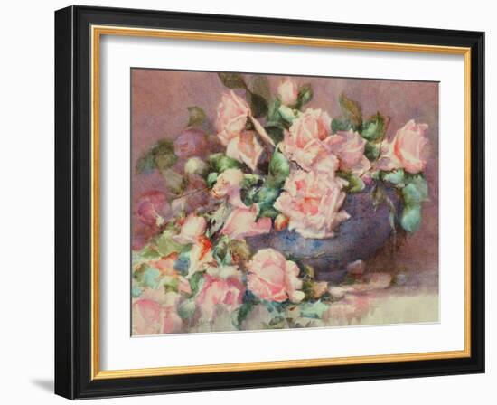 A Bowl of Pink Roses-Melicent Grose-Framed Giclee Print