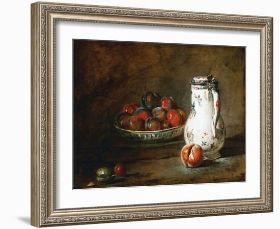 A Bowl of Plums-Jean-Baptiste Simeon Chardin-Framed Giclee Print