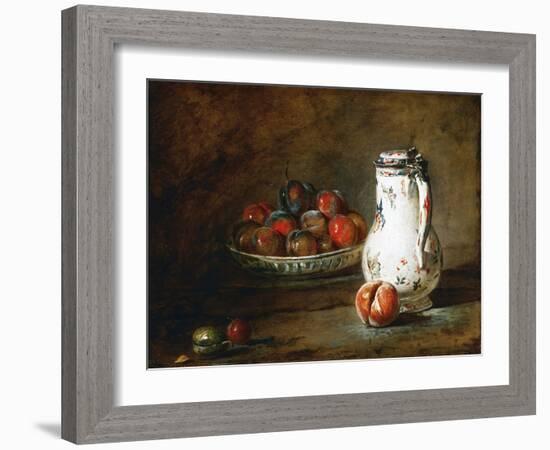 A Bowl of Plums-Jean-Baptiste Simeon Chardin-Framed Giclee Print