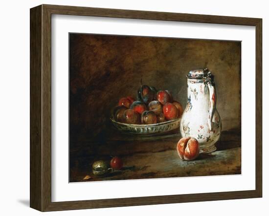 A Bowl of Plums-Jean-Baptiste Simeon Chardin-Framed Giclee Print