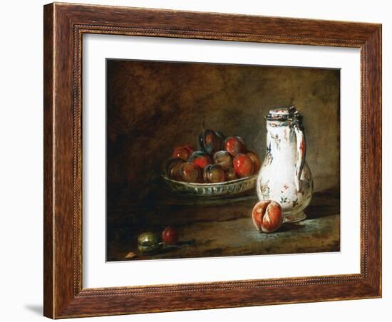 A Bowl of Plums-Jean-Baptiste Simeon Chardin-Framed Giclee Print