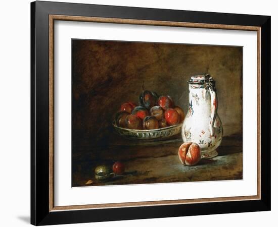 A Bowl of Plums-Jean-Baptiste Simeon Chardin-Framed Giclee Print