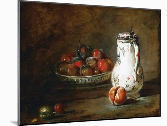 A Bowl of Plums-Jean-Baptiste Simeon Chardin-Mounted Giclee Print