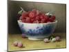 A Bowl of Raspberries-Willam B. Hough-Mounted Giclee Print