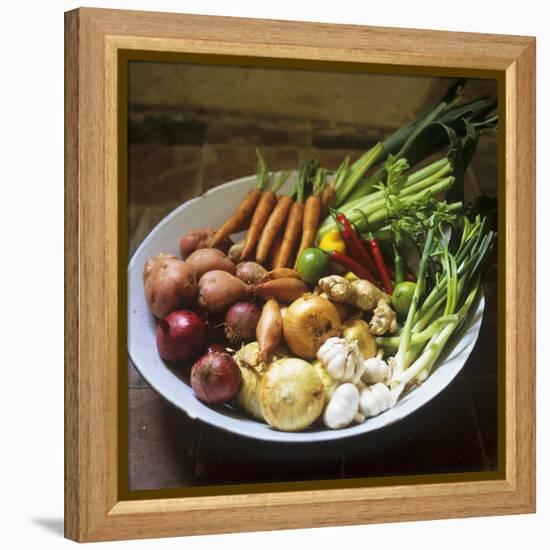 A Bowl of Vegetables, Citrus Fruits and Spices-Tara Fisher-Framed Stretched Canvas