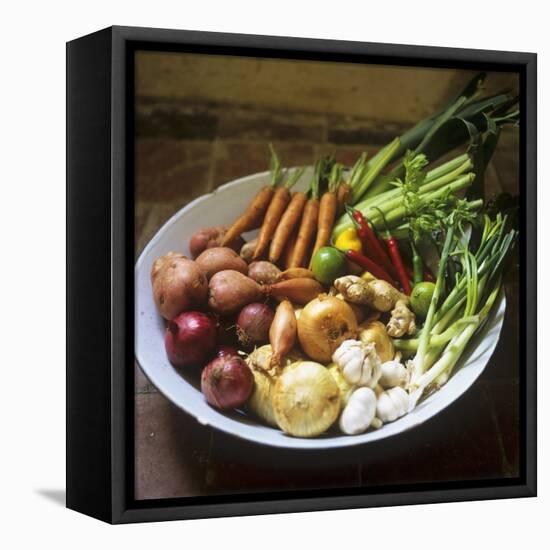 A Bowl of Vegetables, Citrus Fruits and Spices-Tara Fisher-Framed Stretched Canvas