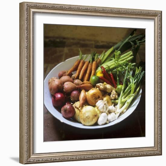 A Bowl of Vegetables, Citrus Fruits and Spices-Tara Fisher-Framed Photographic Print