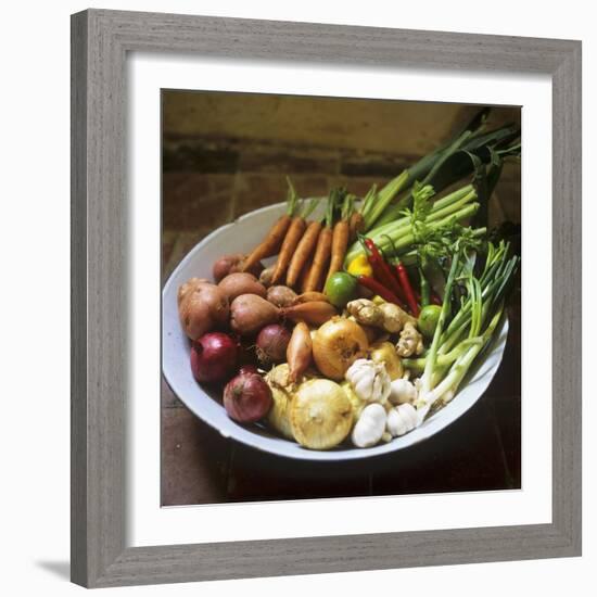 A Bowl of Vegetables, Citrus Fruits and Spices-Tara Fisher-Framed Photographic Print