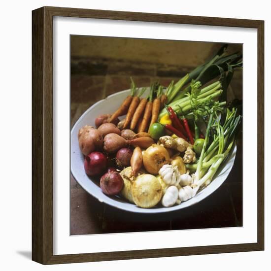 A Bowl of Vegetables, Citrus Fruits and Spices-Tara Fisher-Framed Photographic Print